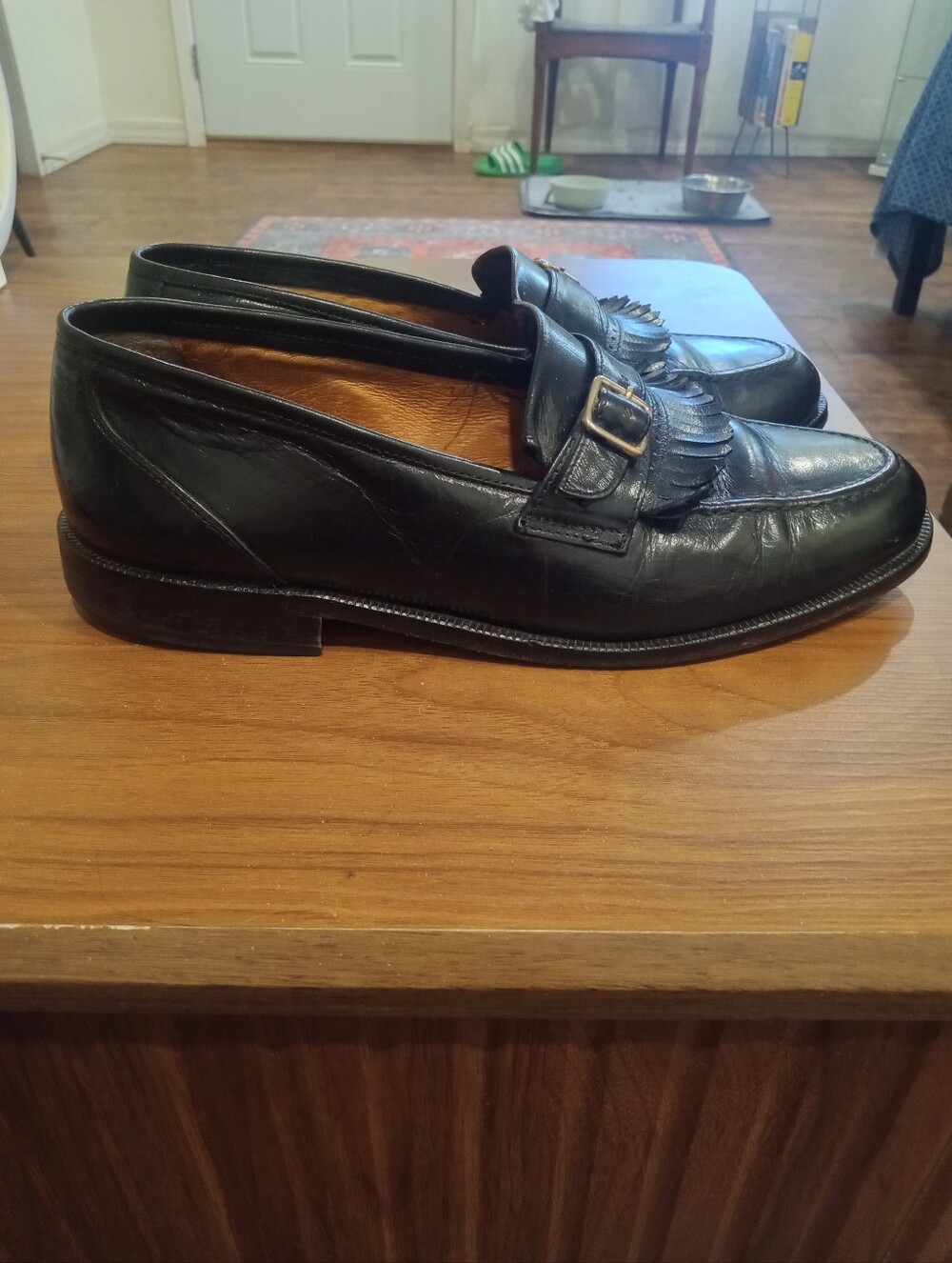 Black Leather Loafers By Italian Designer Attilio Quintaje Women's Size 8.5/9